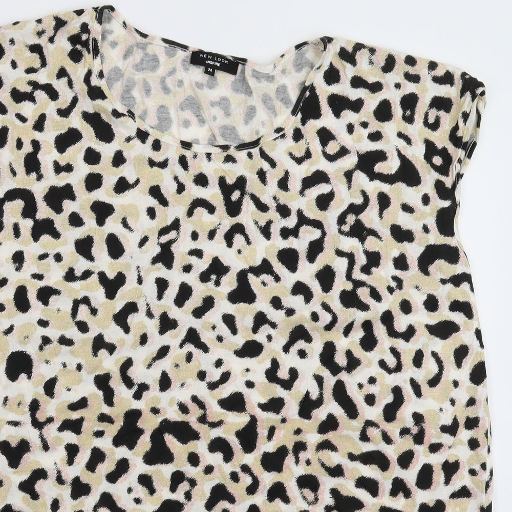 New Look Womens Multicoloured Animal Print  Basic T-Shirt Size 24