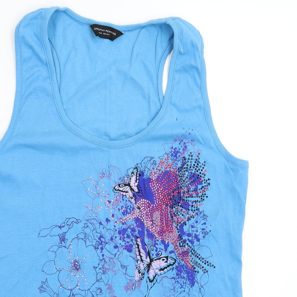 Dorothy Perkins Womens Blue Floral  Basic Tank Size 20