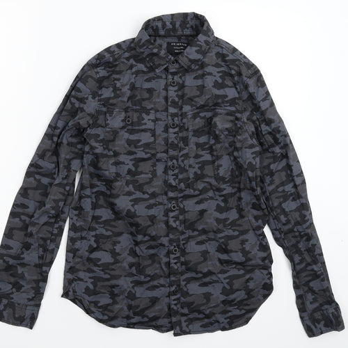 Primark Boys Grey Camouflage  Basic Button-Up Size 12-13 Years