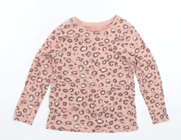 George Boys Pink Animal Print Basic T-Shirt Size 5-6 Years