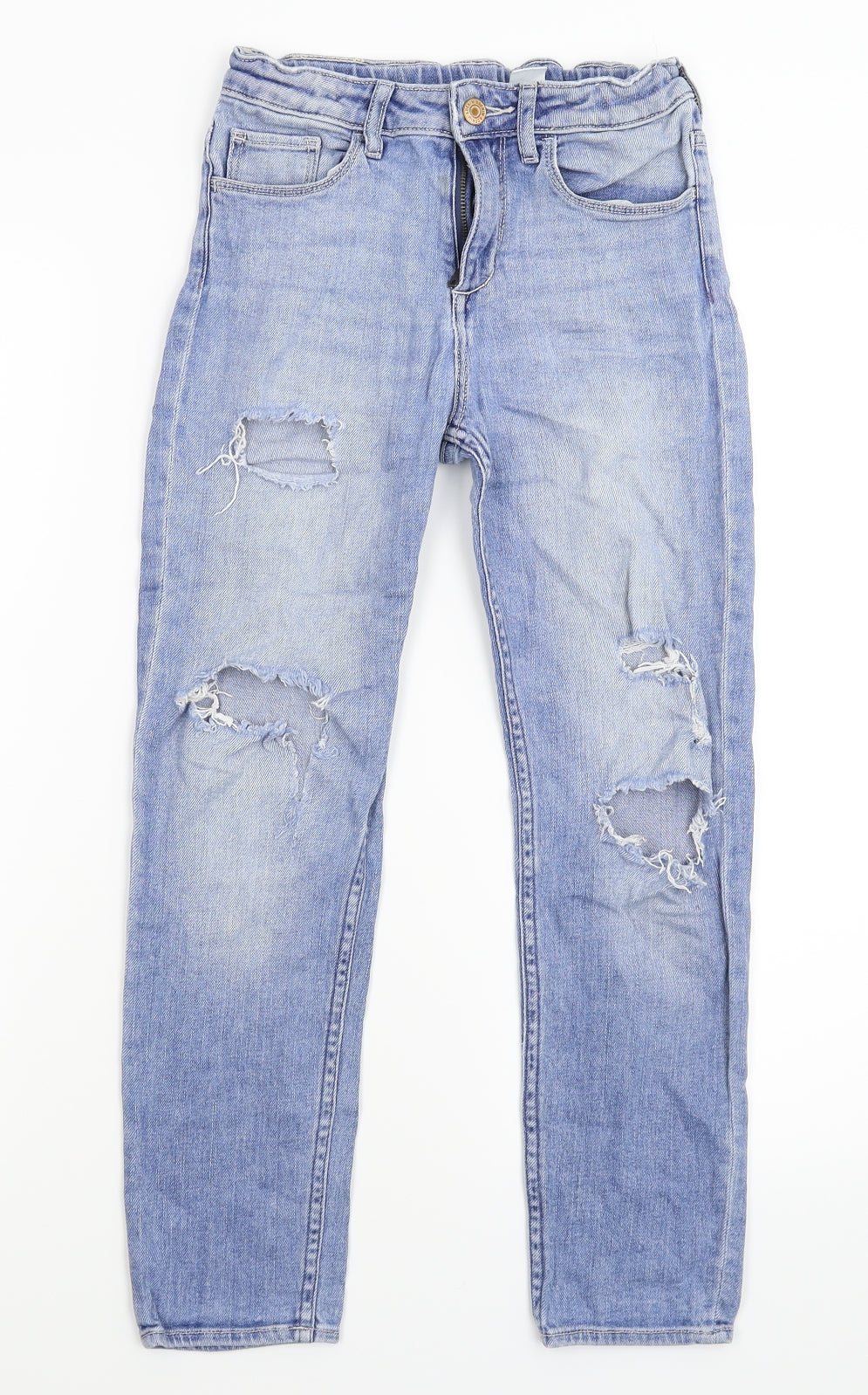 H&M Boys Blue  Denim Straight Jeans Size 8-9 Years - Distressed