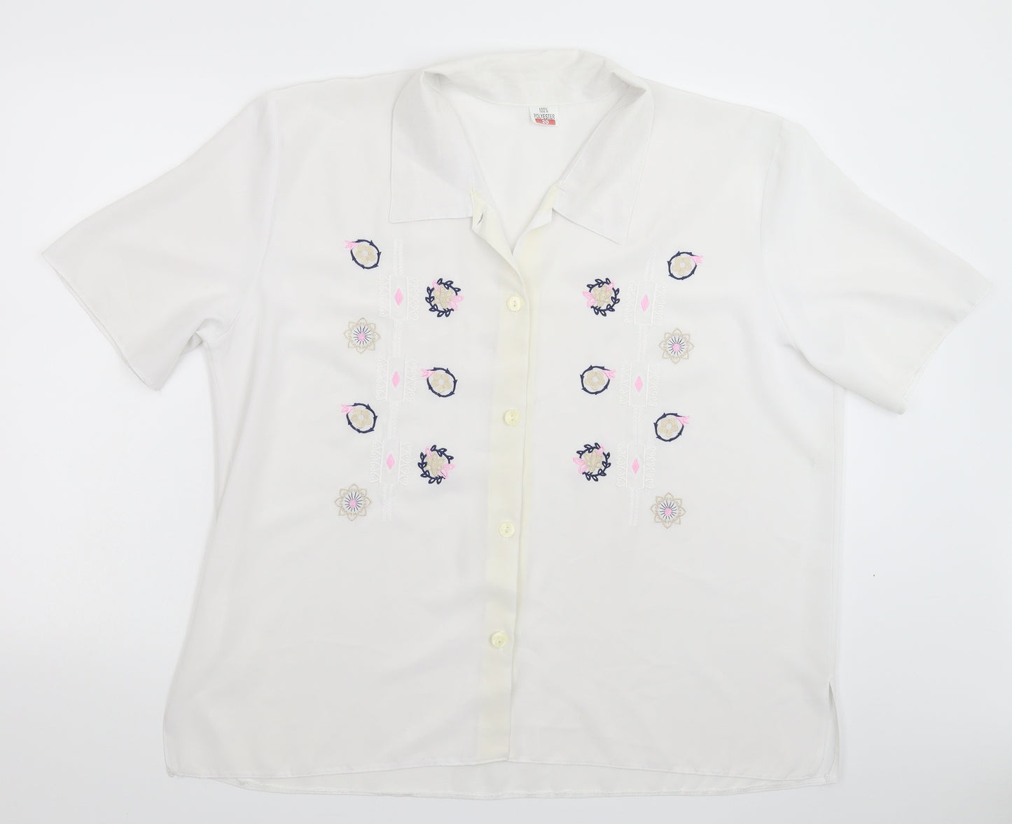 Preworn Womens White Floral  Basic Button-Up Size 20