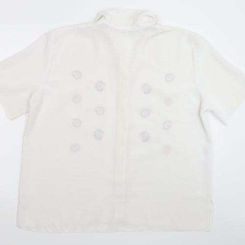 Preworn Womens White Floral  Basic Button-Up Size 20