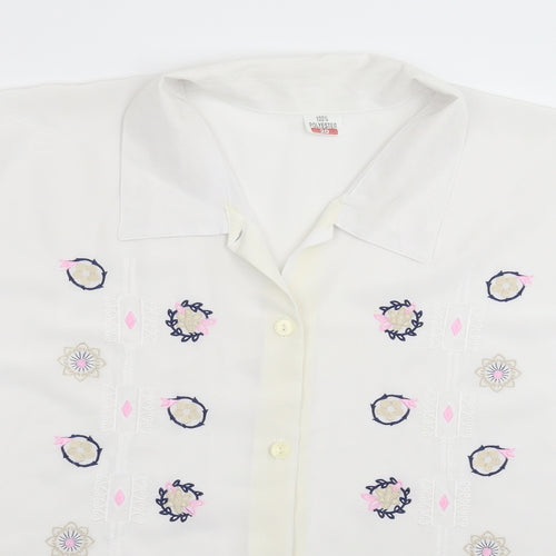 Preworn Womens White Floral  Basic Button-Up Size 20