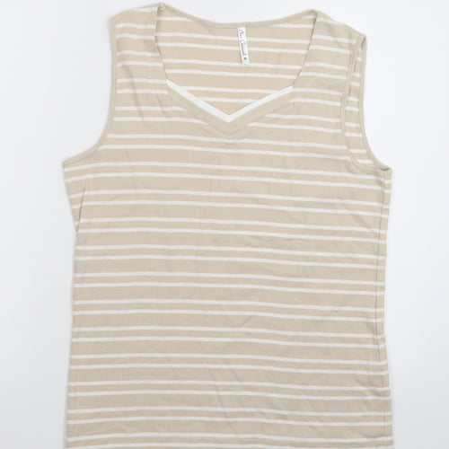 BM Womens Grey Striped  Basic Tank Size M