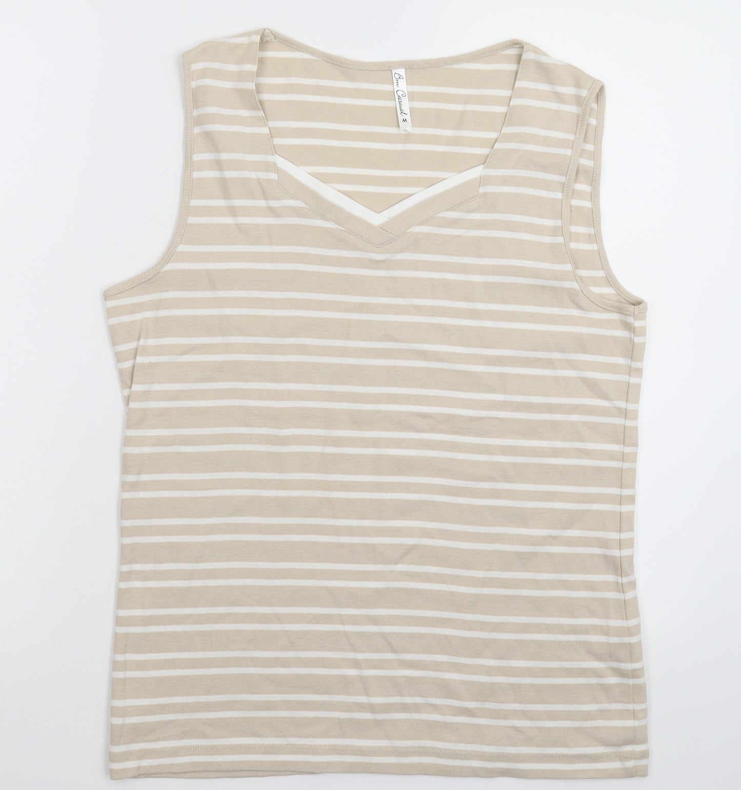 BM Womens Grey Striped  Basic Tank Size M