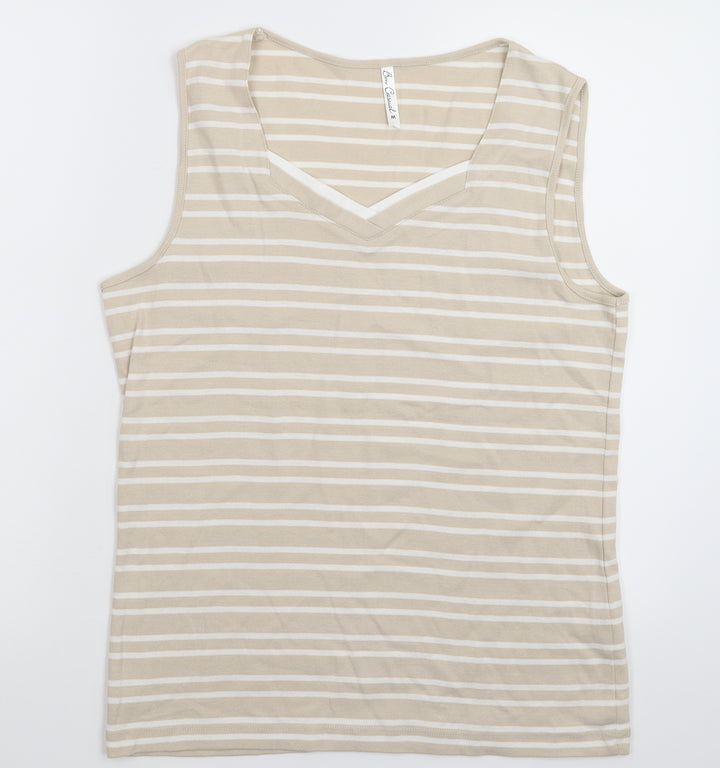 BM Womens Grey Striped  Basic Tank Size M