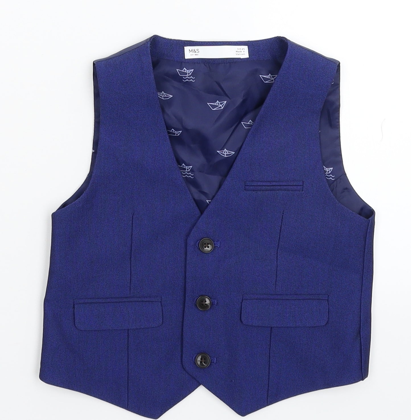 Marks and Spencer Boys Blue   Jacket Waistcoat Size 3-4 Years