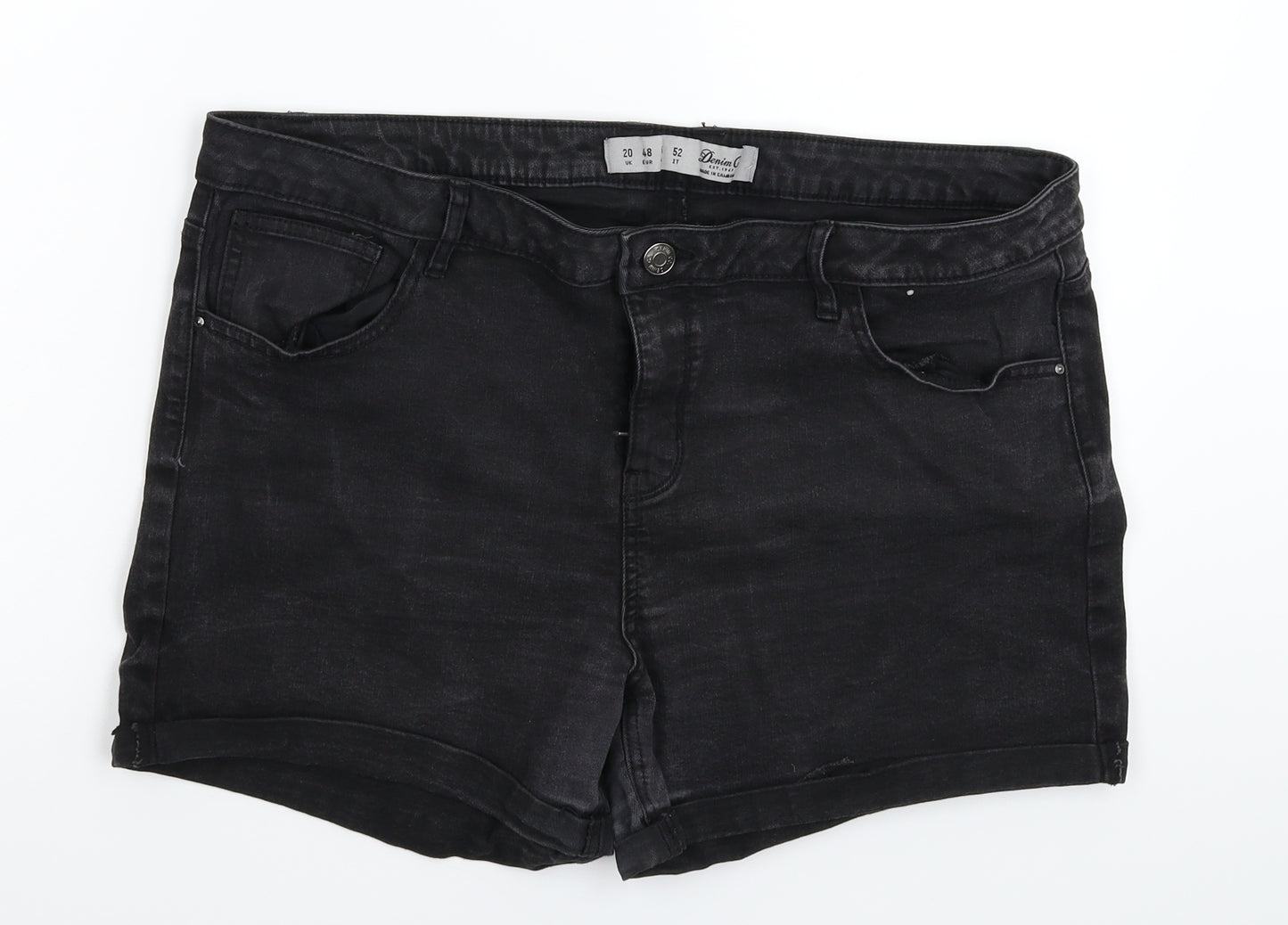 Denim & Co. Womens Black  Denim Hot Pants Shorts Size 20