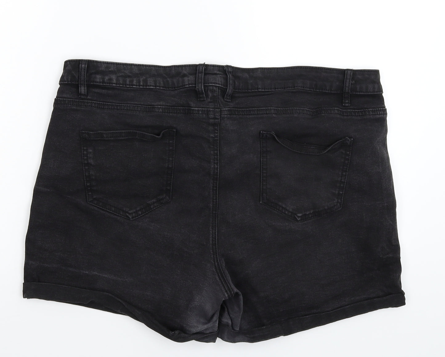 Denim & Co. Womens Black  Denim Hot Pants Shorts Size 20