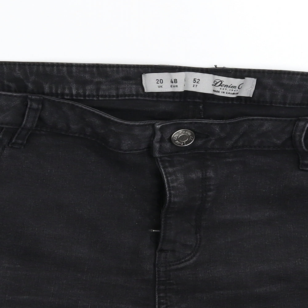 Denim & Co. Womens Black  Denim Hot Pants Shorts Size 20