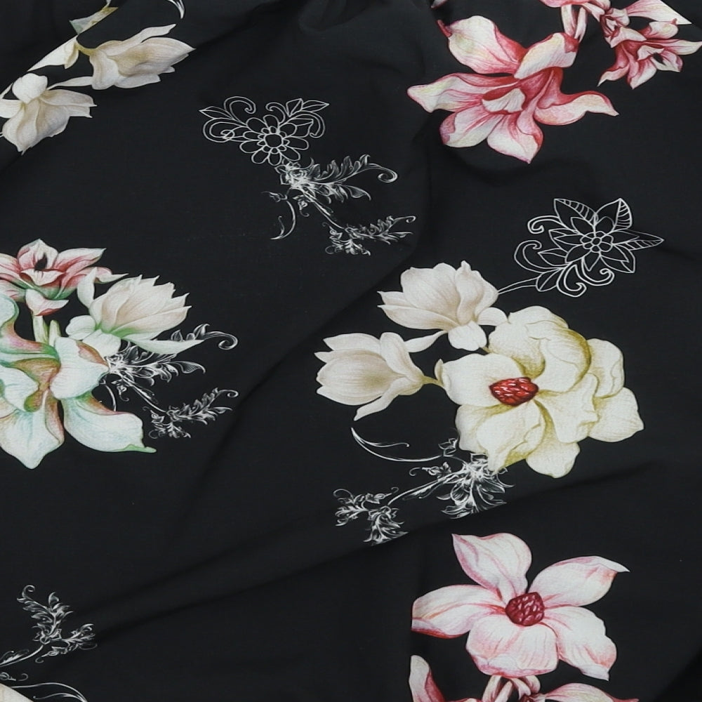 Preworn Womens Black Floral  Basic Blouse Size 6  - Oversized