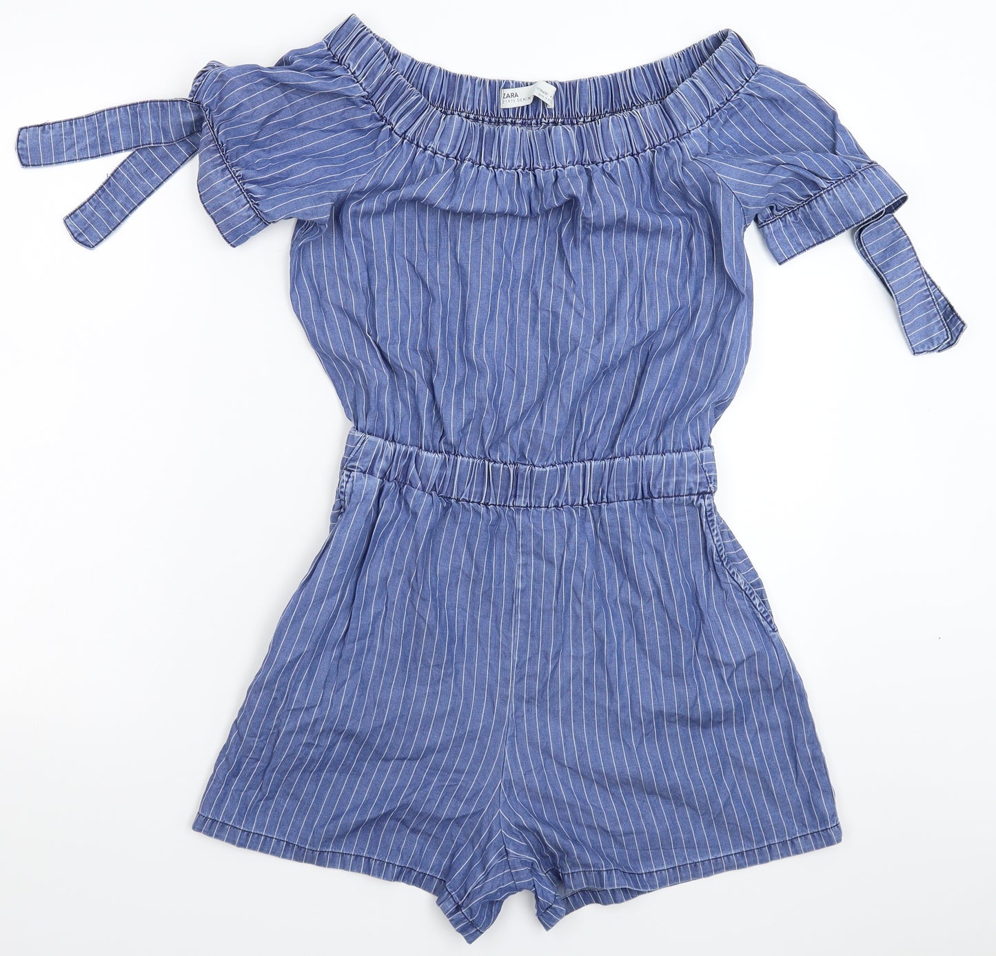 Zara Womens Blue Striped  Jumpsuit One-Piece Size M L3 in