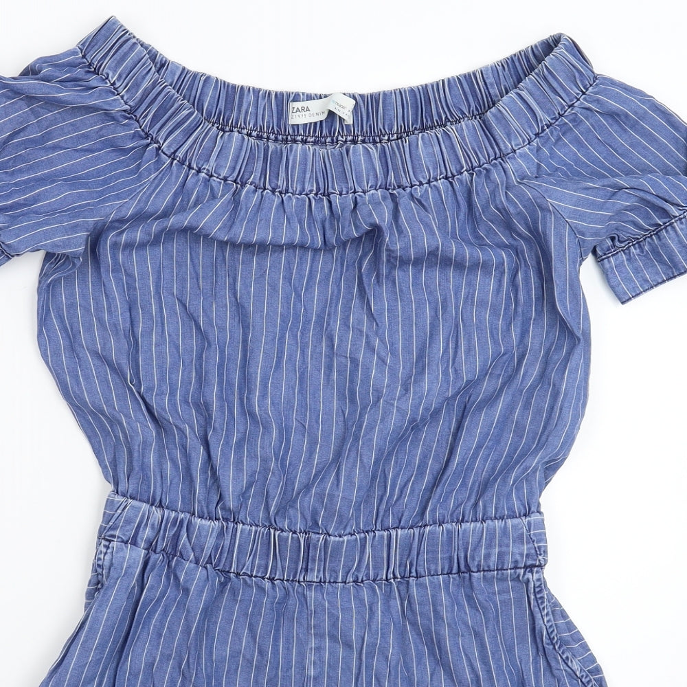 Zara Womens Blue Striped  Jumpsuit One-Piece Size M L3 in