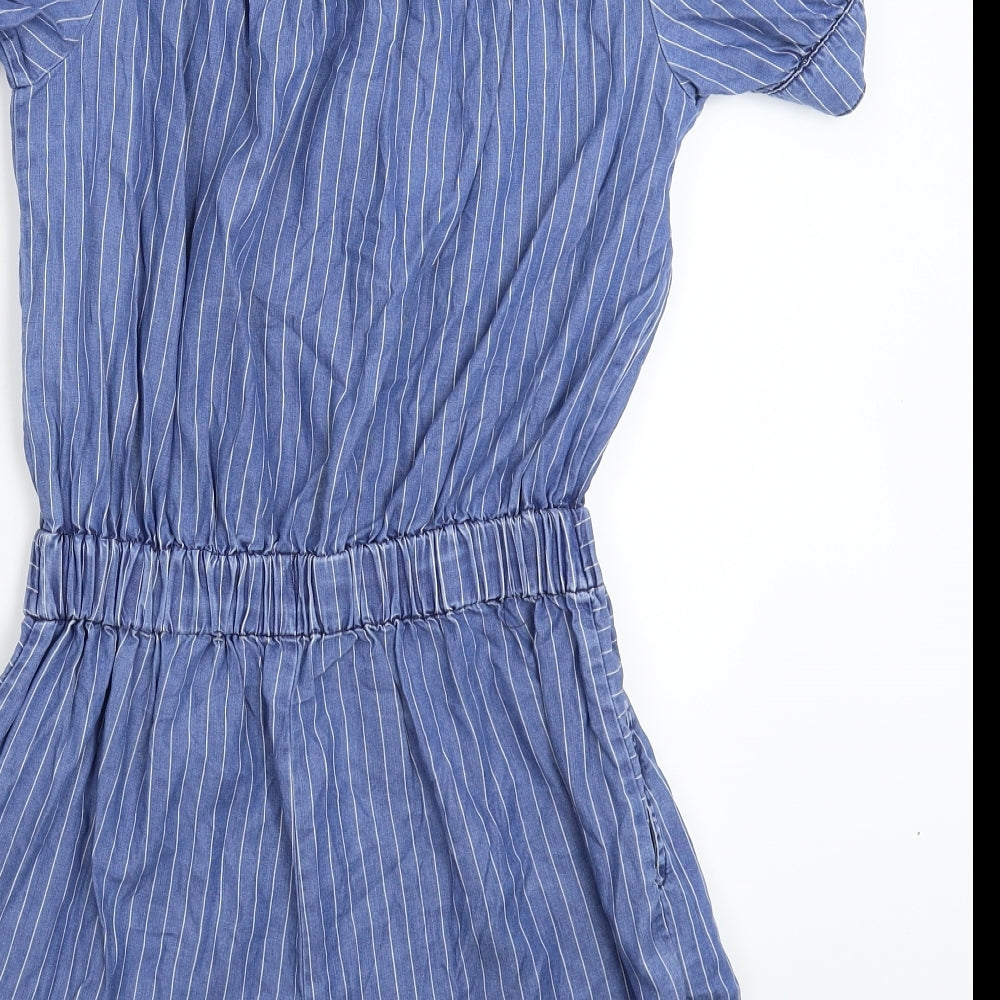 Zara Womens Blue Striped  Jumpsuit One-Piece Size M L3 in