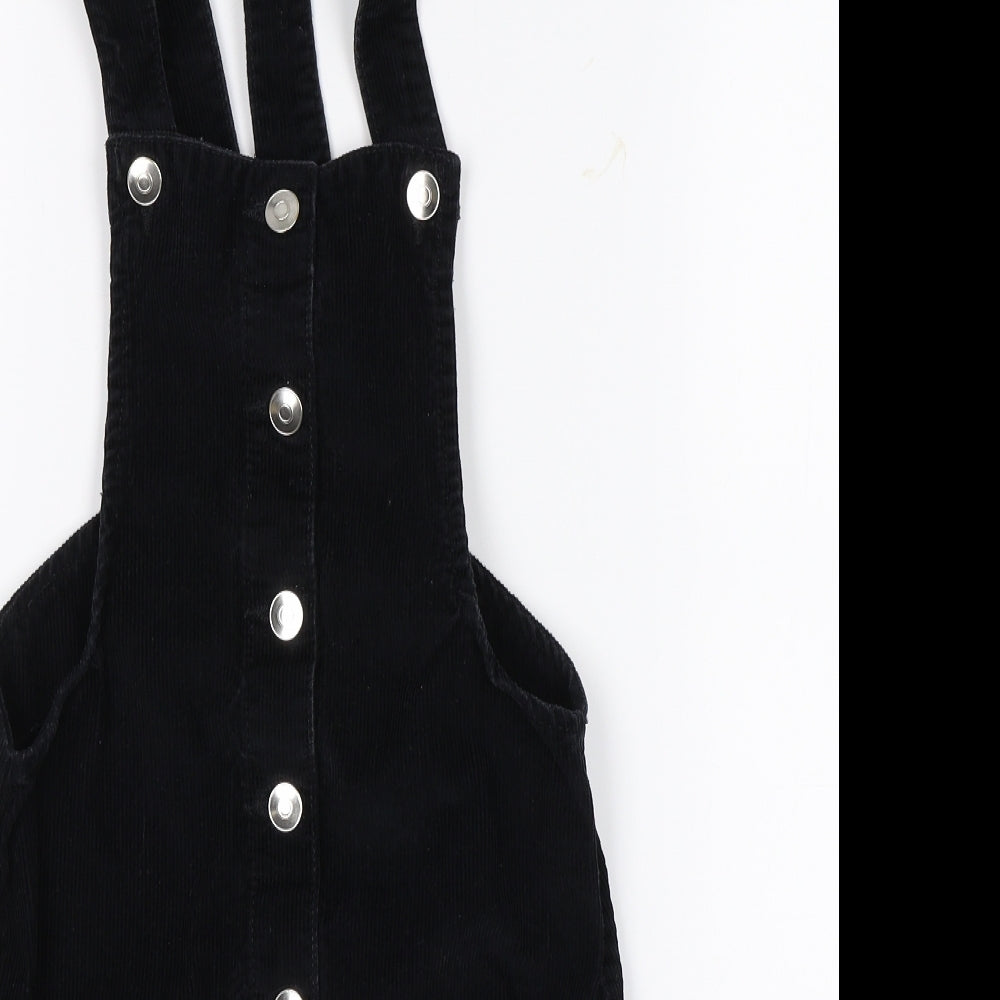 Miss Evie Girls Black  Corduroy Pinafore/Dungaree Dress  Size 9-10 Years