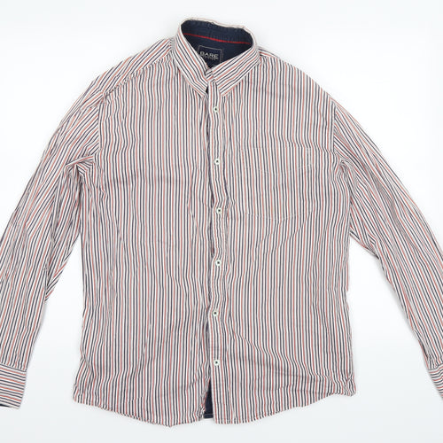 Bare Leisure Mens Red Striped   Button-Up Size L