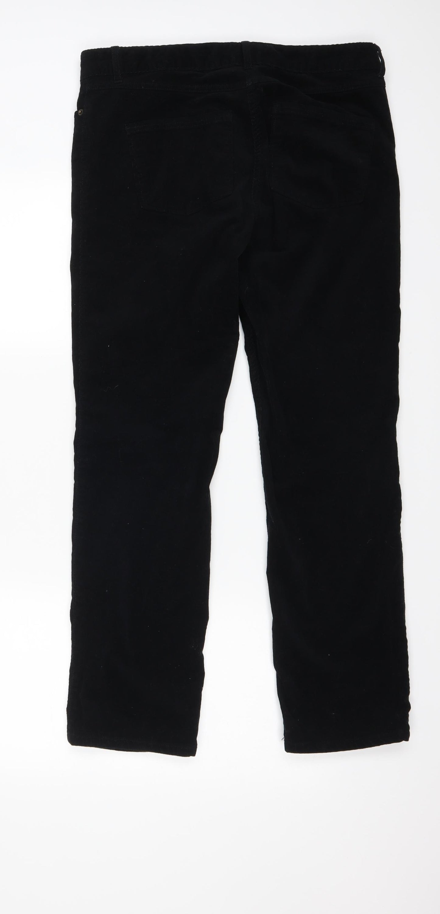 M&S Womens Black  Corduroy Trousers  Size 14 L27 in