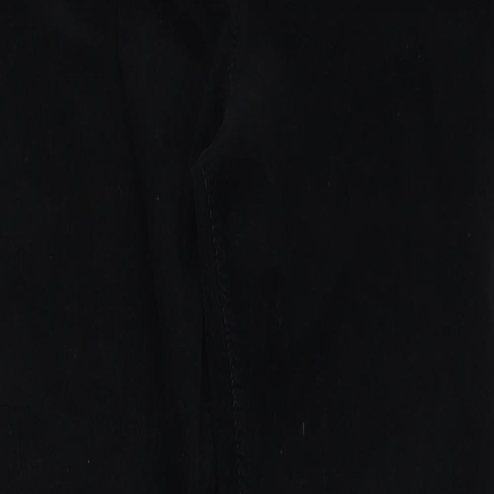 M&S Womens Black  Corduroy Trousers  Size 14 L27 in