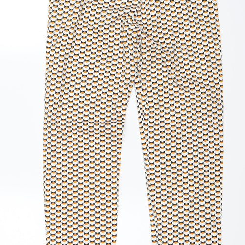 H&M Womens White Geometric  Trousers  Size 6 L24 in