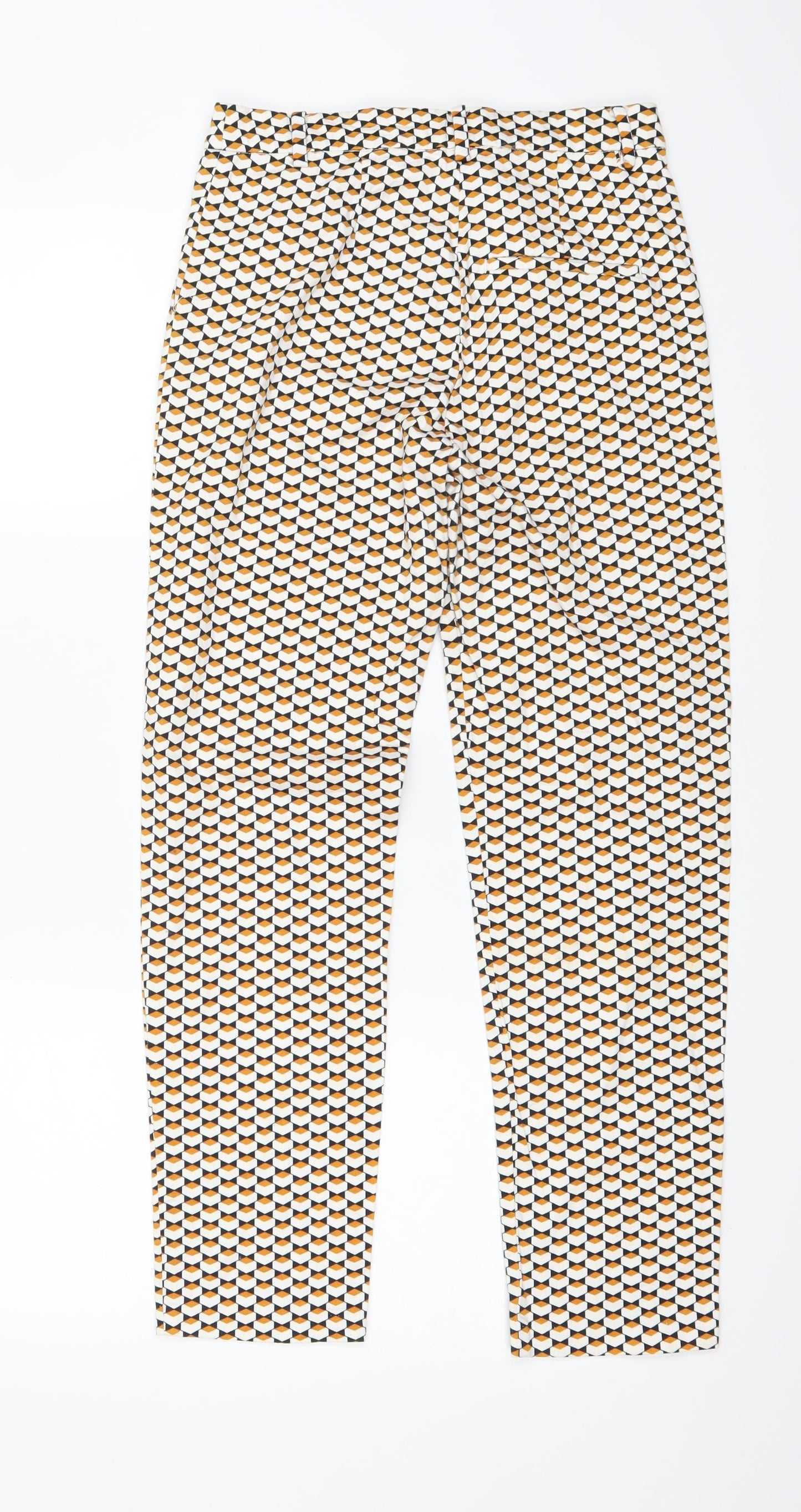 H&M Womens White Geometric  Trousers  Size 6 L24 in