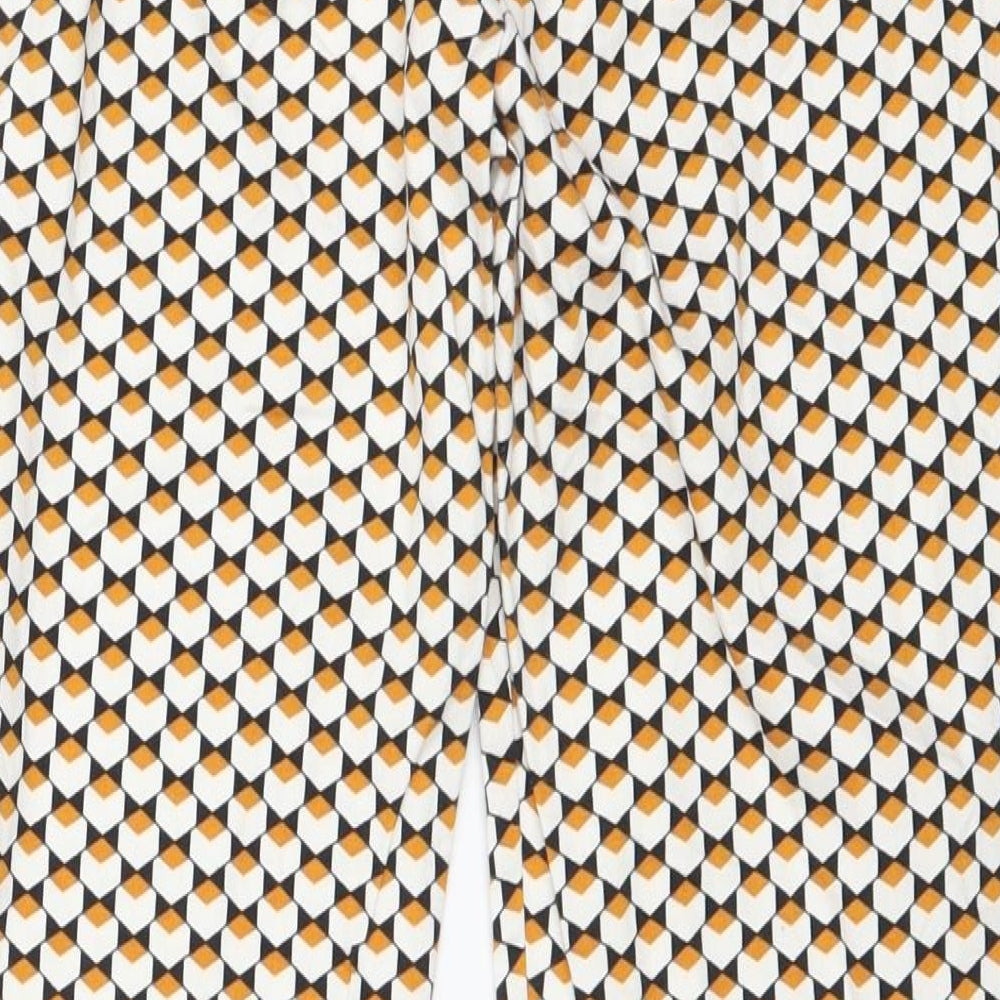 H&M Womens White Geometric  Trousers  Size 6 L24 in