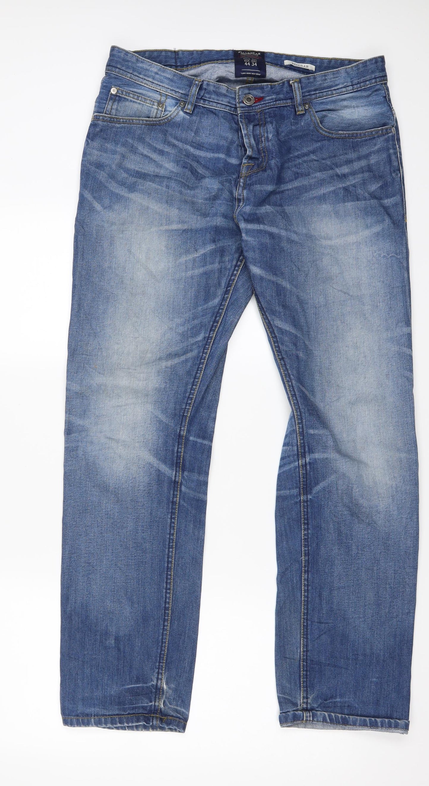 Pull&Bear Womens Blue  Denim Straight Jeans Size 16 L30 in
