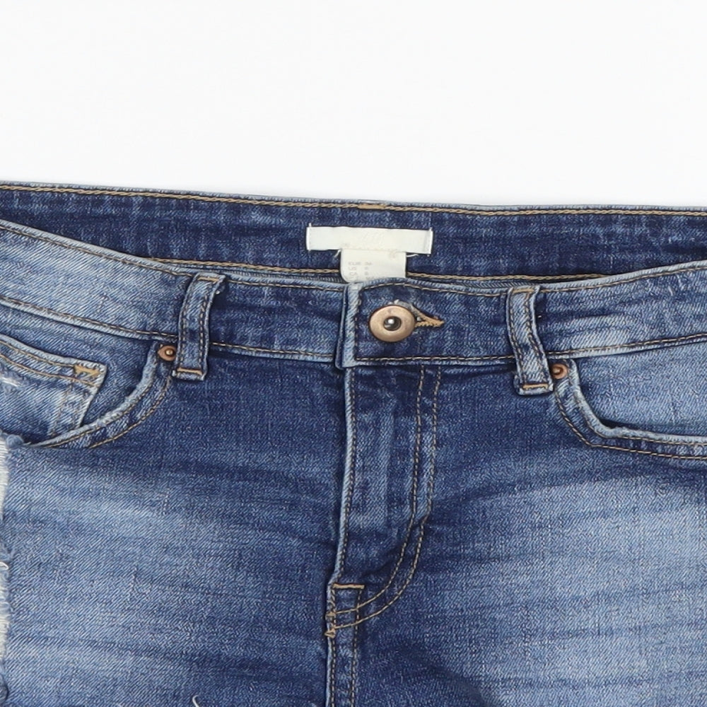 H&M Womens Blue  Denim Cut-Off Shorts Size 8