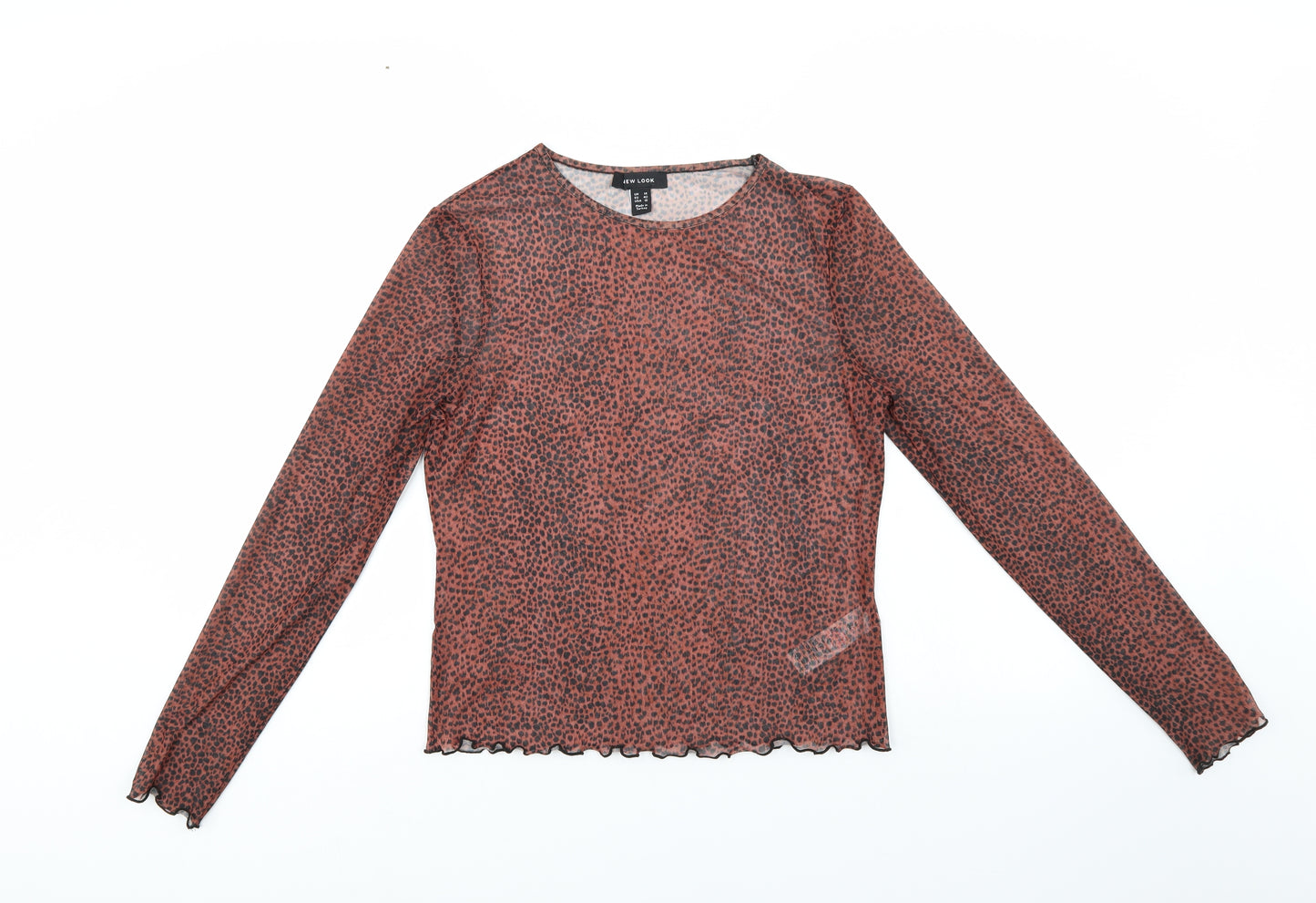 New Look Womens Multicoloured Animal Print  Basic Blouse Size 14  - Sheer Look