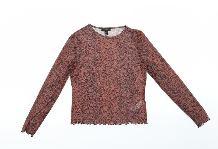 New Look Womens Multicoloured Animal Print  Basic Blouse Size 14  - Sheer Look