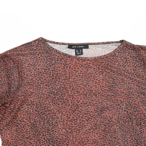 New Look Womens Multicoloured Animal Print  Basic Blouse Size 14  - Sheer Look