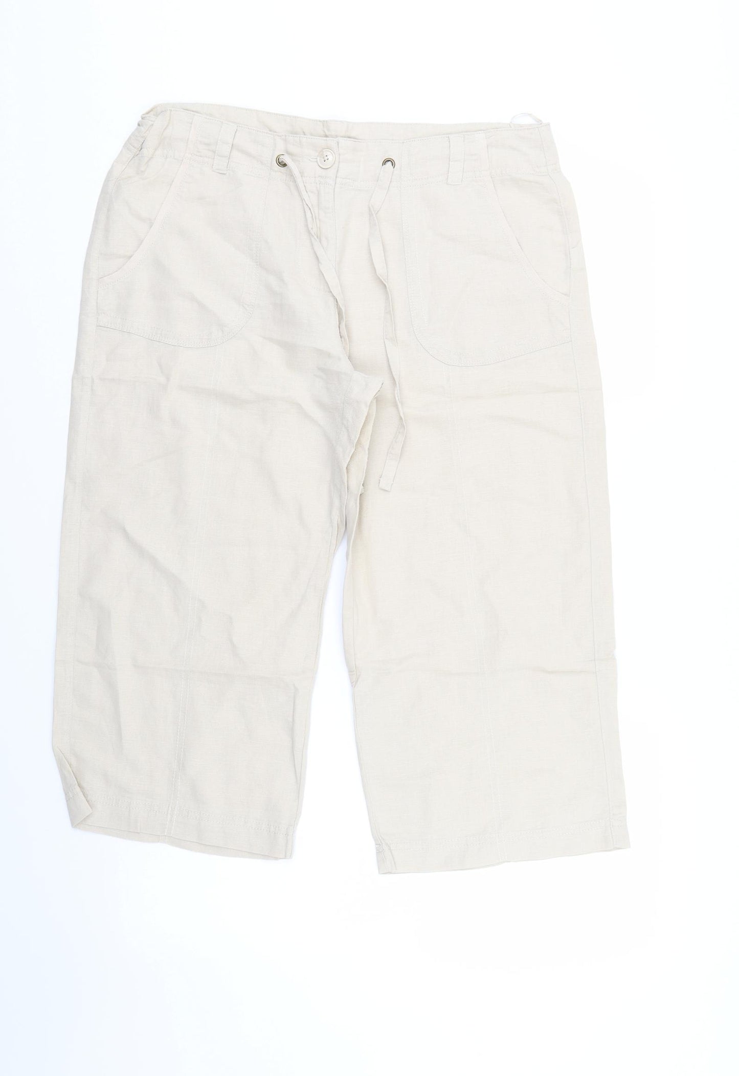 Dunnes Womens Ivory   Cropped Trousers Size 14 L20 in