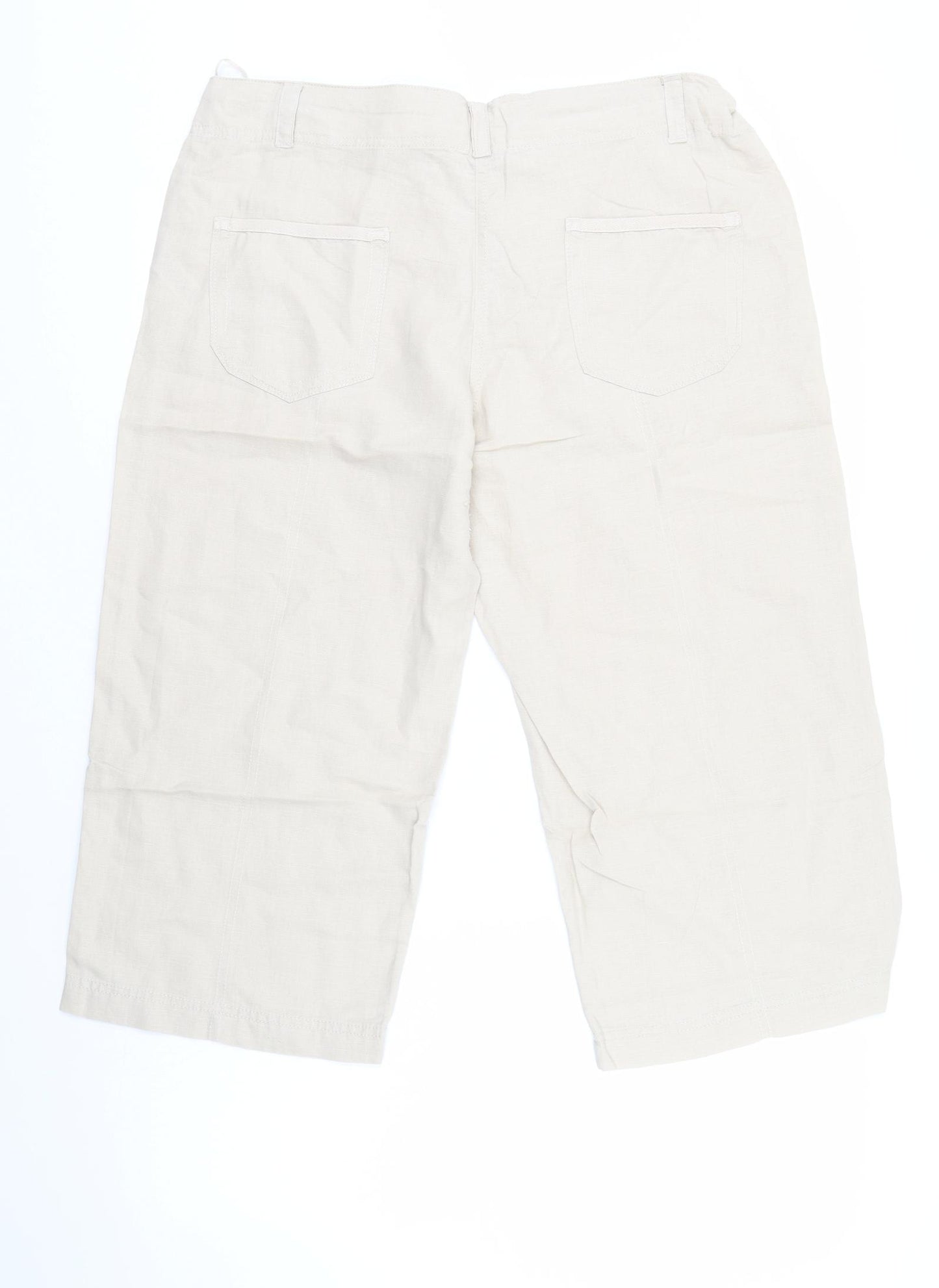 Dunnes Womens Ivory   Cropped Trousers Size 14 L20 in