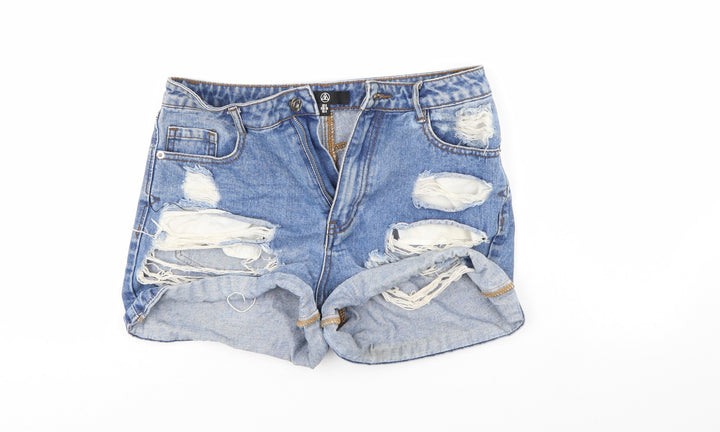 M Womens Blue Denim Mom Shorts Size 8 - Distressed