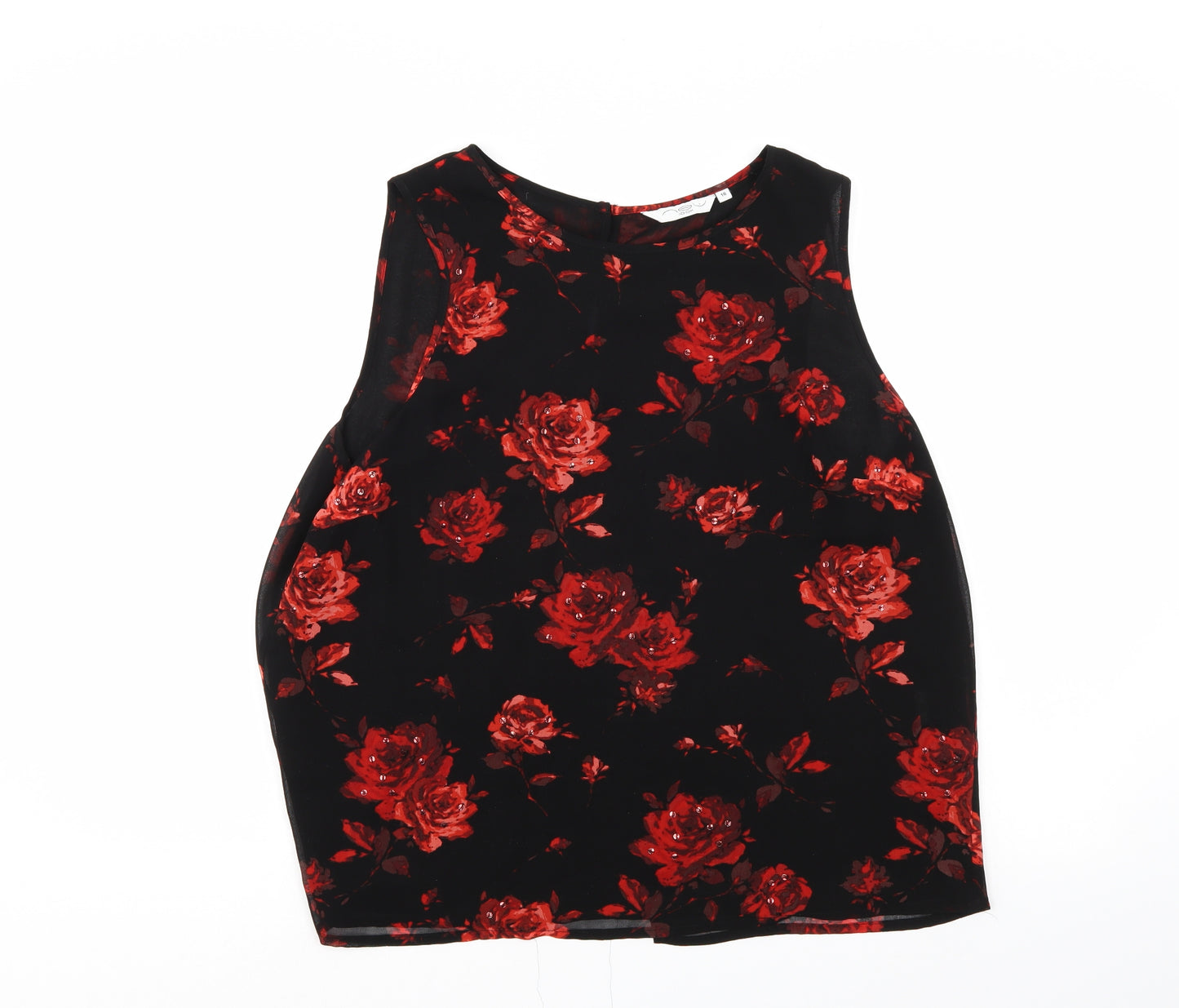 New Look Womens Black Floral  Basic Blouse Size 16