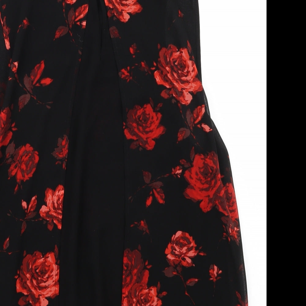 New Look Womens Black Floral  Basic Blouse Size 16
