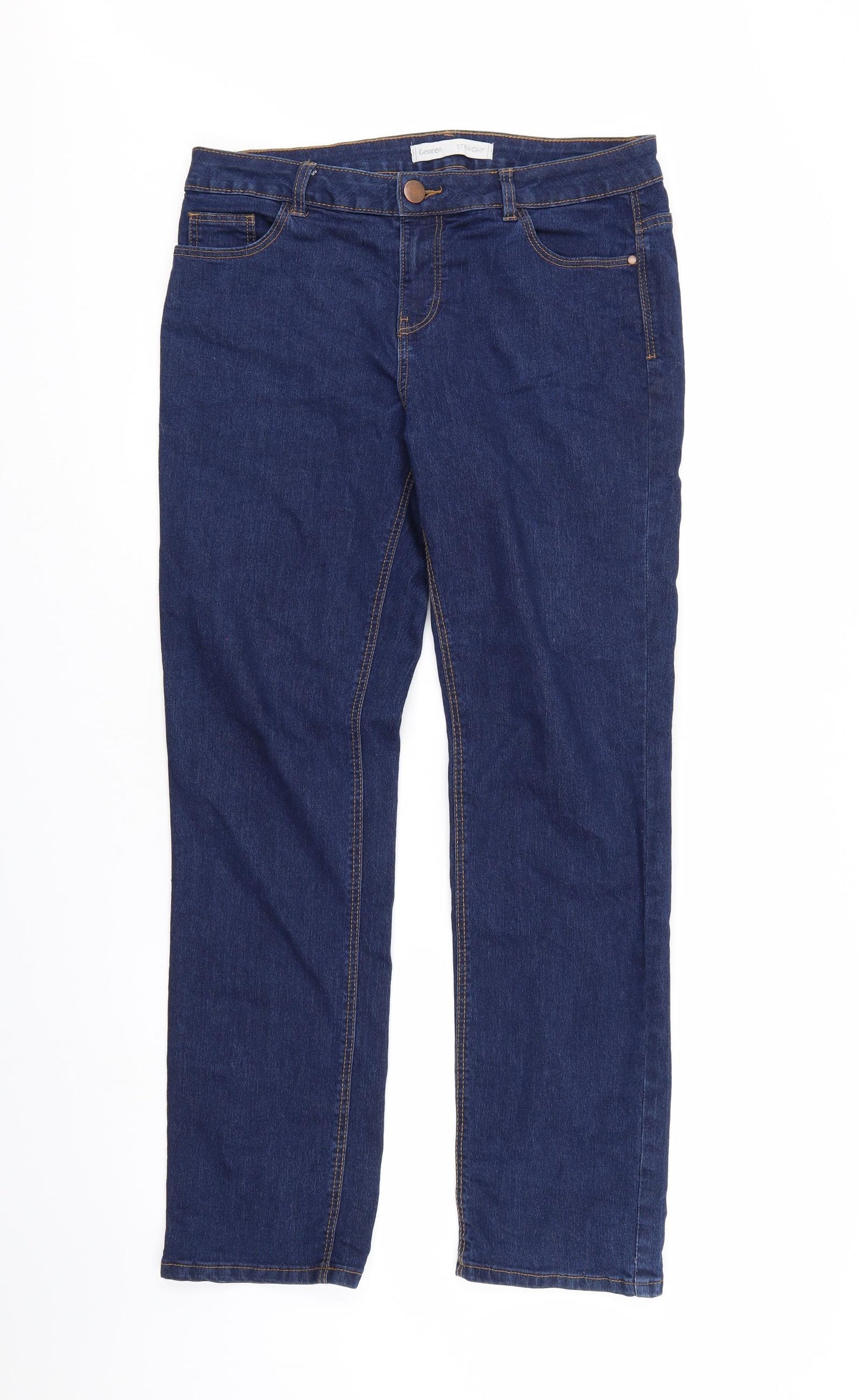 George Womens Blue  Denim Straight Jeans Size 14 L29 in