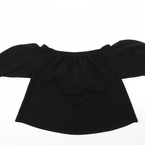PRETTYLITTLETHING Womens Black   Basic Blouse Size M  - Cropped