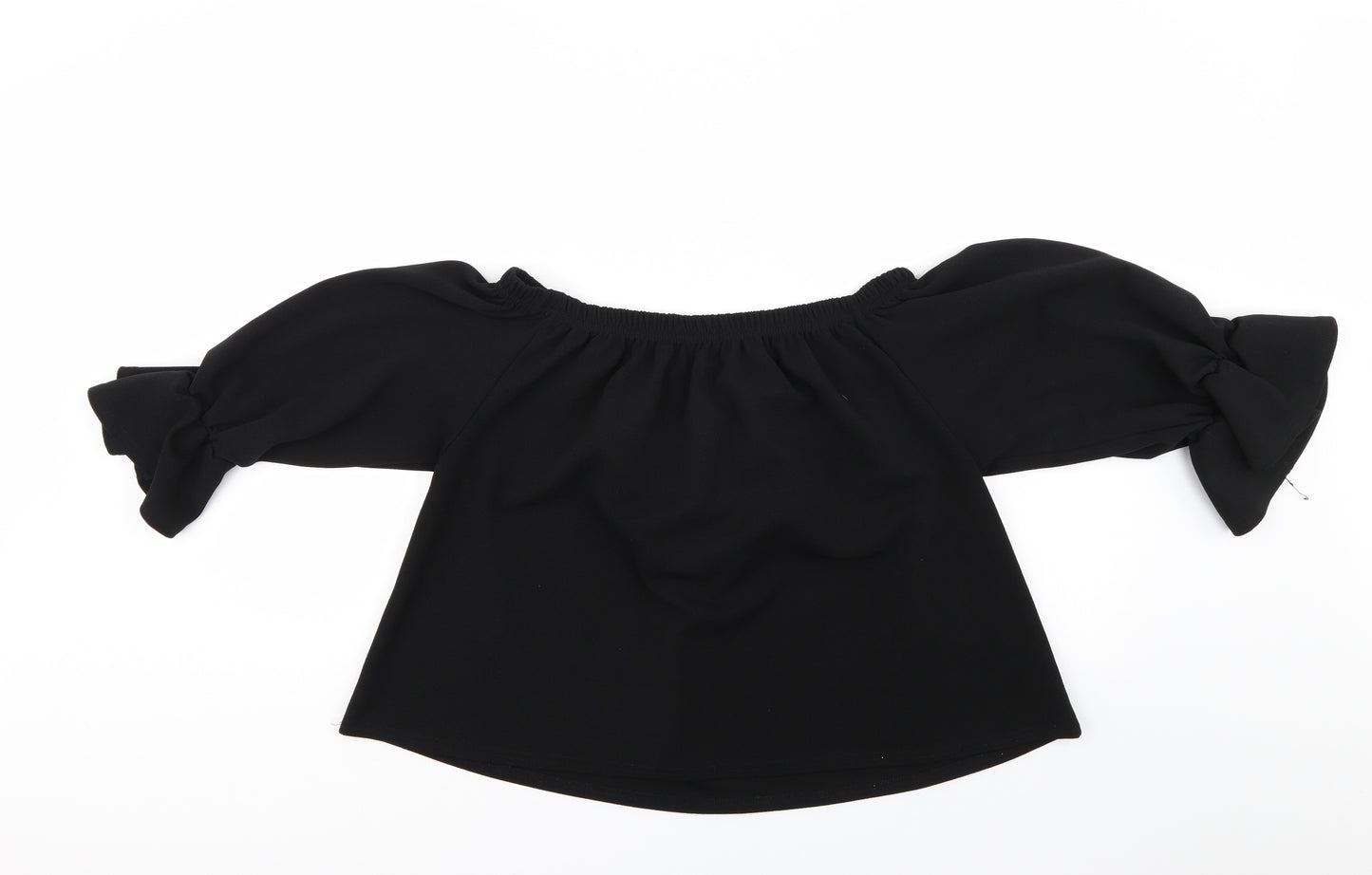 PRETTYLITTLETHING Womens Black   Basic Blouse Size M  - Cropped