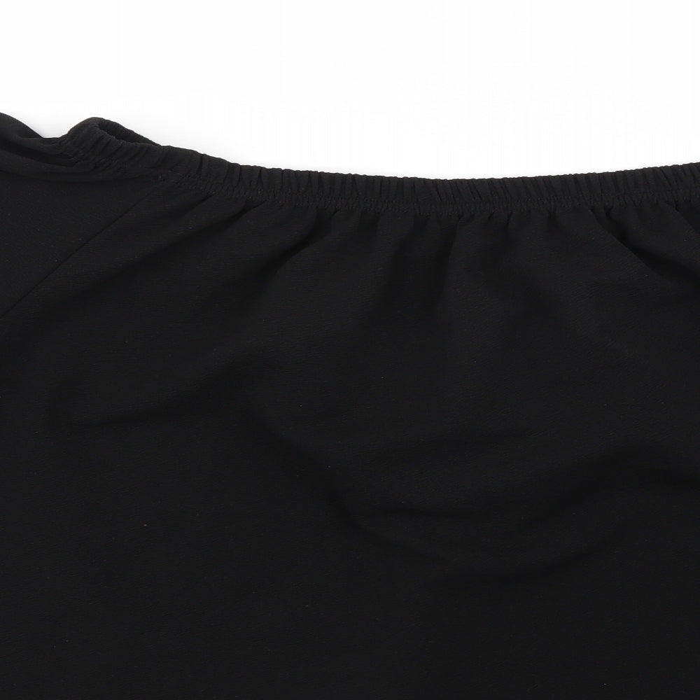 PRETTYLITTLETHING Womens Black   Basic Blouse Size M  - Cropped