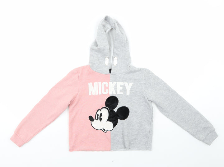 Disney Girls Multicoloured Pullover Hoodie Size 9-10 Years - Cropped