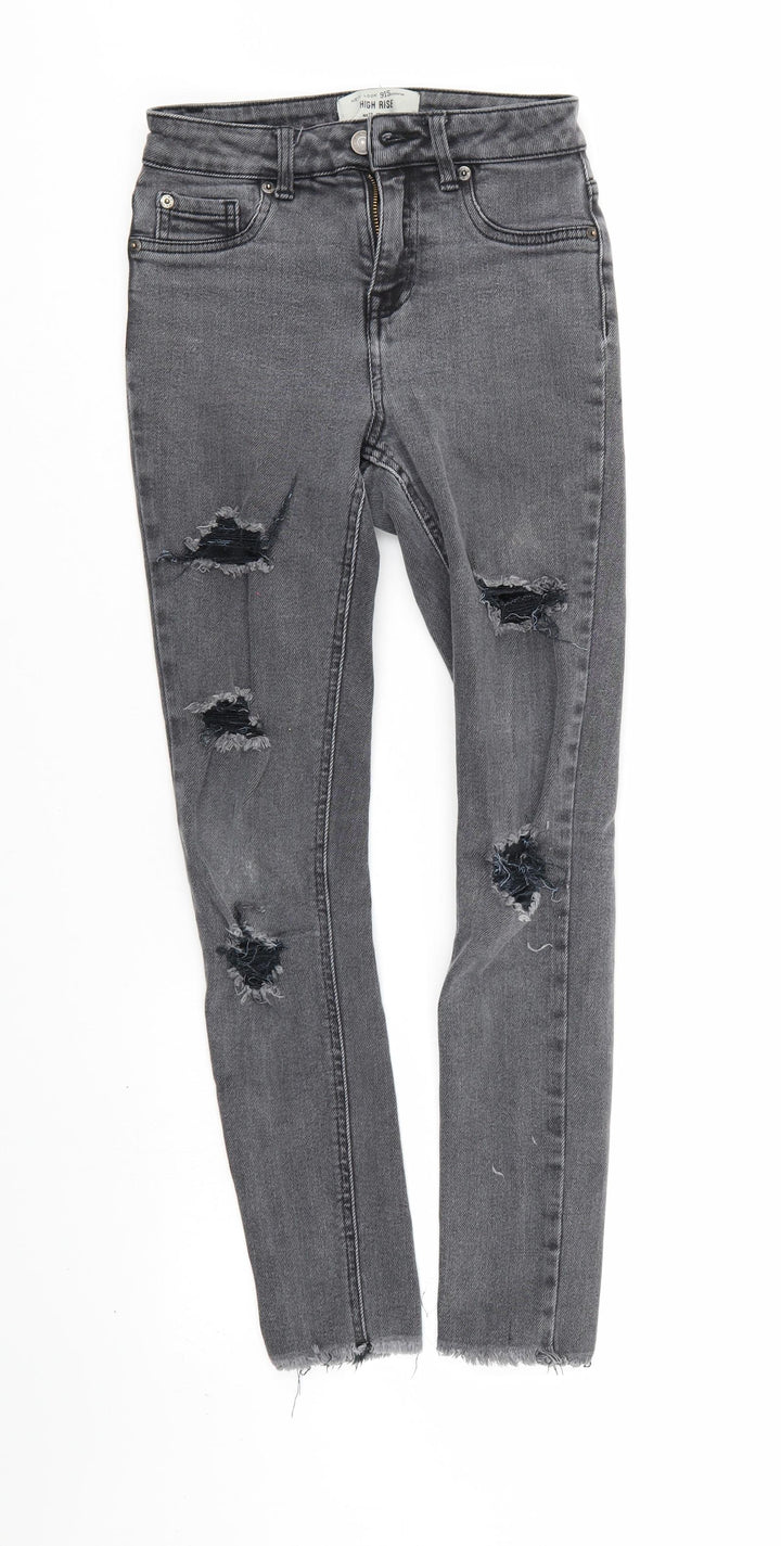 New Look Girls Grey Skinny Jeans Size 13 Years - Distressed