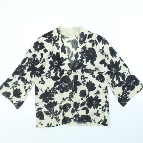 Susan Bristol Womens Beige Floral  Cardigan Jumper Size M