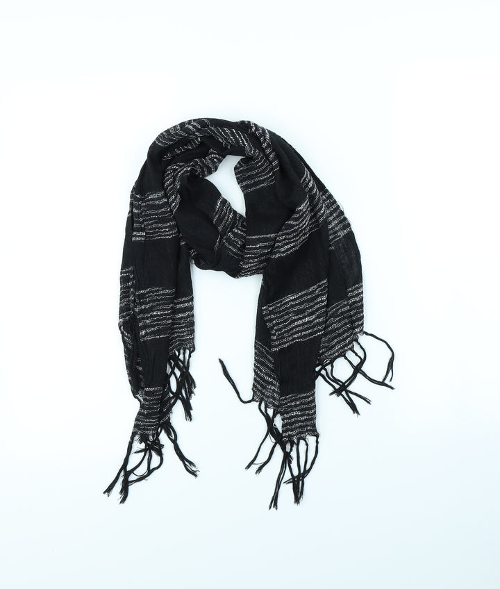 Preworn Womens Black Striped Scarf