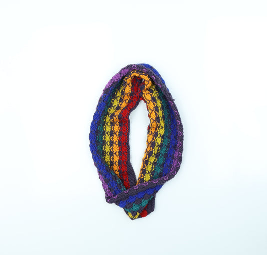 Front view of Preworn women’s multicoloured striped scarf