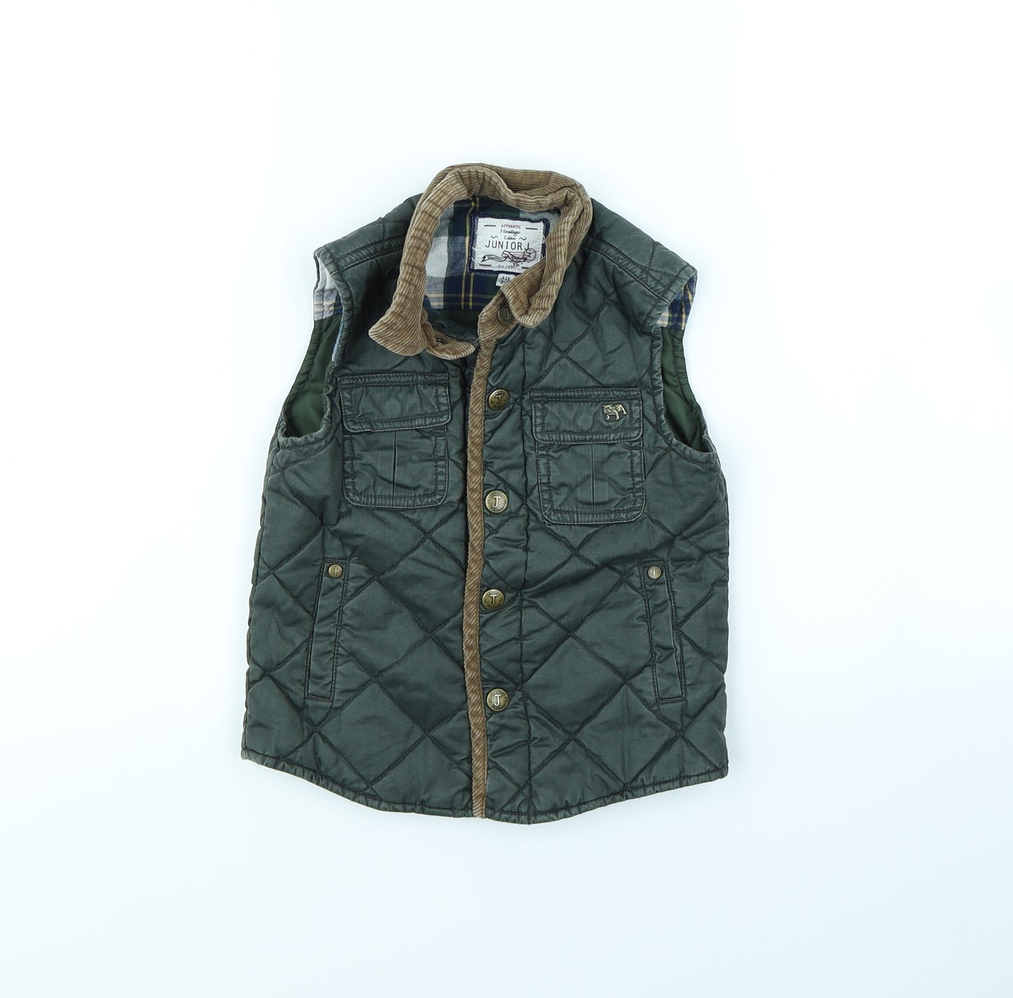 junior Boys Green   Gilet Coat Size 3 Years