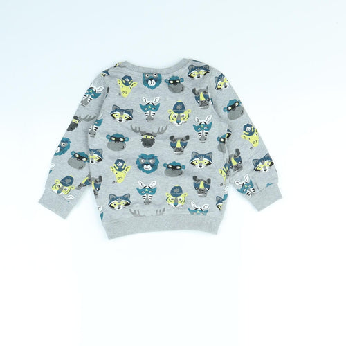 m&s Boys Grey Spotted  Pullover Jumper Size 12-18 Months  - Animal