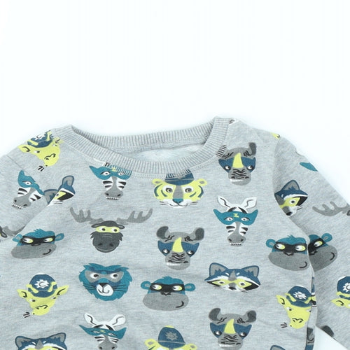 m&s Boys Grey Spotted  Pullover Jumper Size 12-18 Months  - Animal