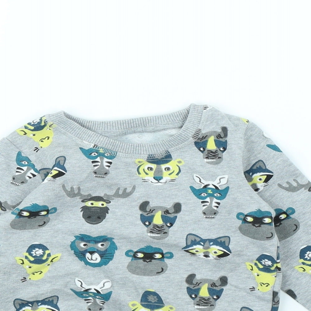 m&s Boys Grey Spotted  Pullover Jumper Size 12-18 Months  - Animal
