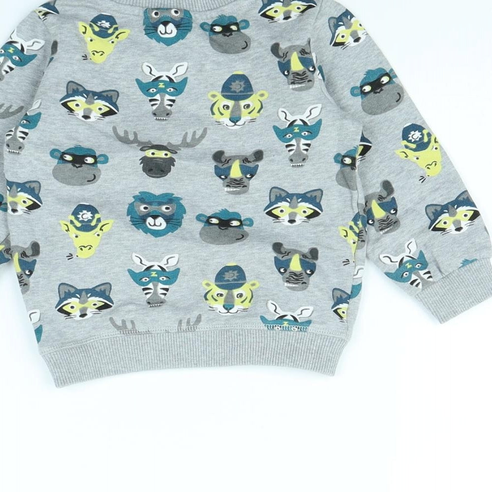 m&s Boys Grey Spotted  Pullover Jumper Size 12-18 Months  - Animal